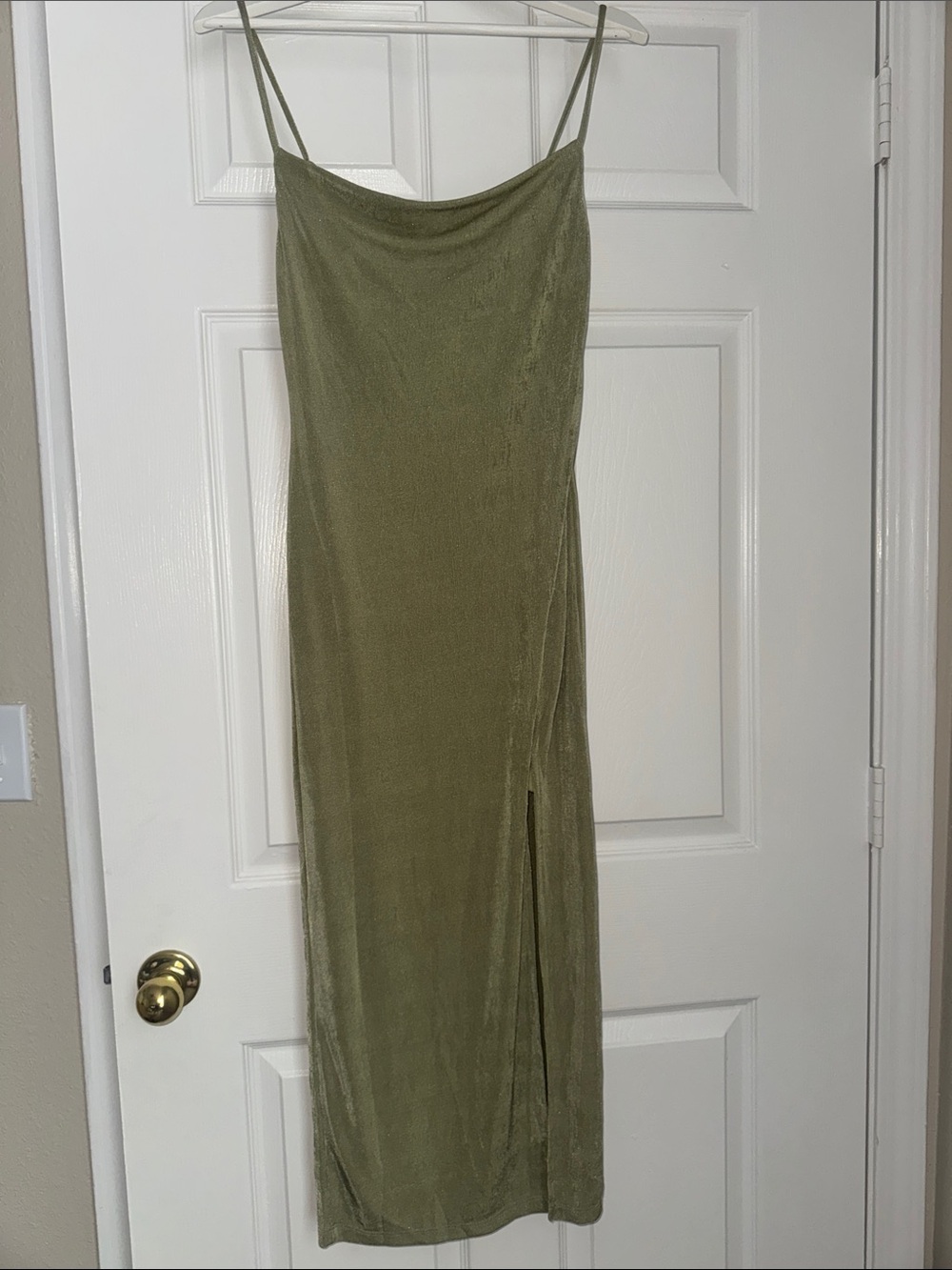 NWT Petal & Pup Olive Slip Maxi Dress with Side Slit